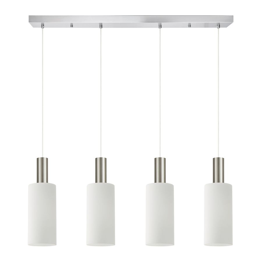 SE21-NM-4-4NM-GL3 ADEPT TUBE Nickel Matt Pendant White Glass+ HOMELIGHTING 77-8476