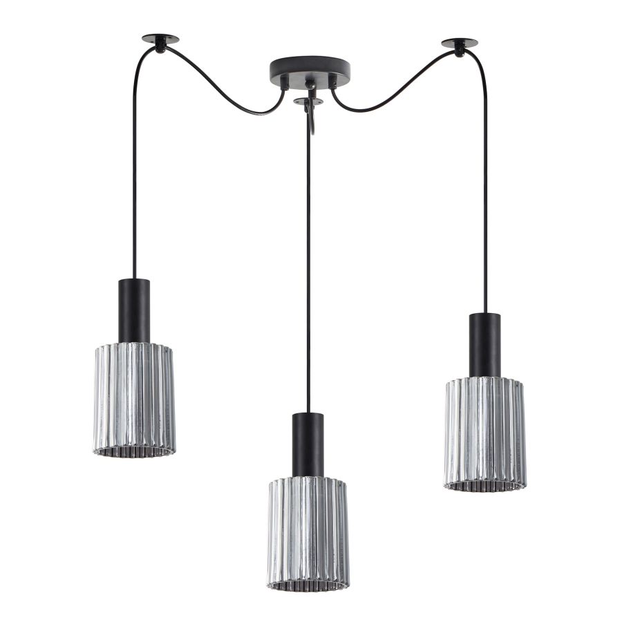 SE21-BL-4-BL3-GL1 ADEPT TUBE Black Pendant Smoked Glass+ HOMELIGHTING 77-8485
