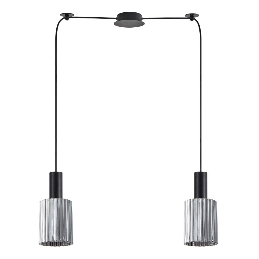 SE21-BL-4-BL2-GL1 ADEPT TUBE Black Pendant Smoked Glass+ HOMELIGHTING 77-8486
