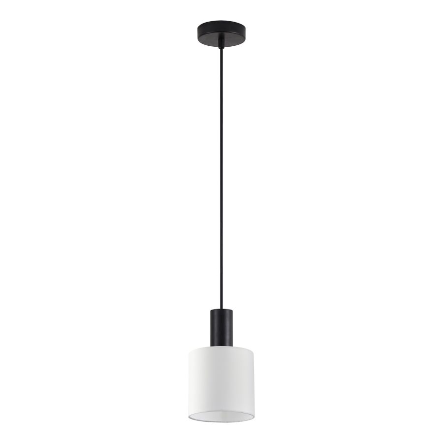 SE21-BL-4-SH1 ADEPT TUBE Black Pendant White Fabric Shade+ HOMELIGHTING 77-8505