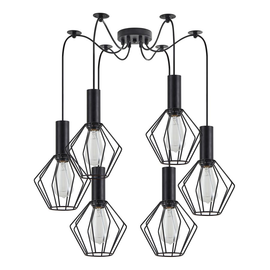 SE21-BL-4-BL6-GR1 ADEPT TUBE Black Pendant Black Metal Grid+ HOMELIGHTING 77-8527