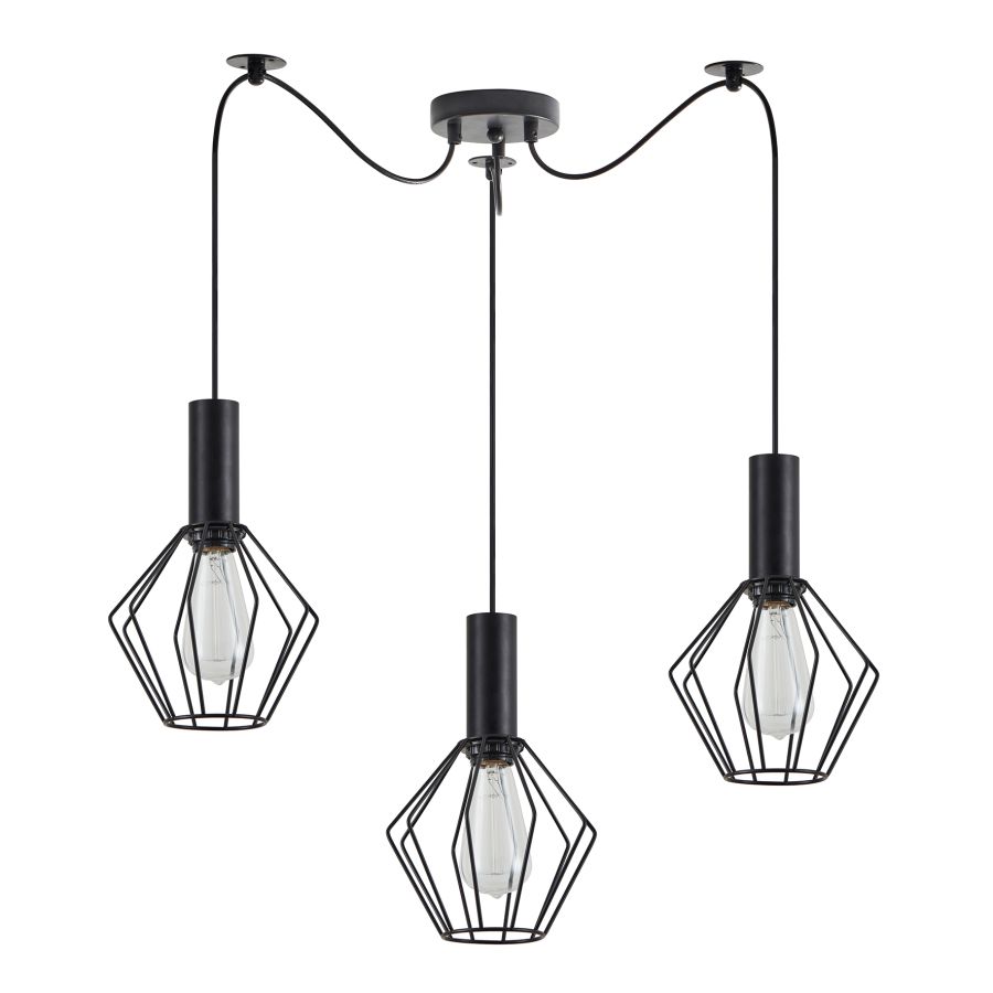 SE21-BL-4-BL3-GR1 ADEPT TUBE Black Pendant Black Metal Grid+ HOMELIGHTING 77-8528