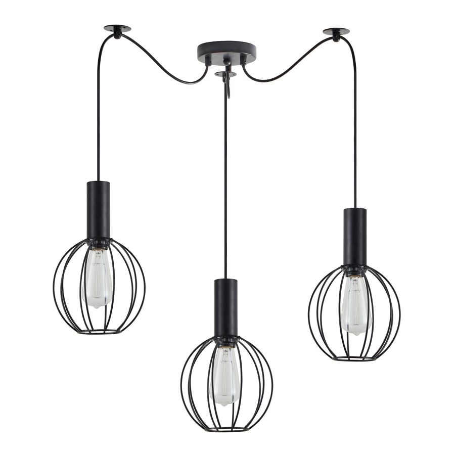 SE21-BL-4-BL3-GR2 ADEPT TUBE Black Pendant Black Metal Grid+ HOMELIGHTING 77-8535