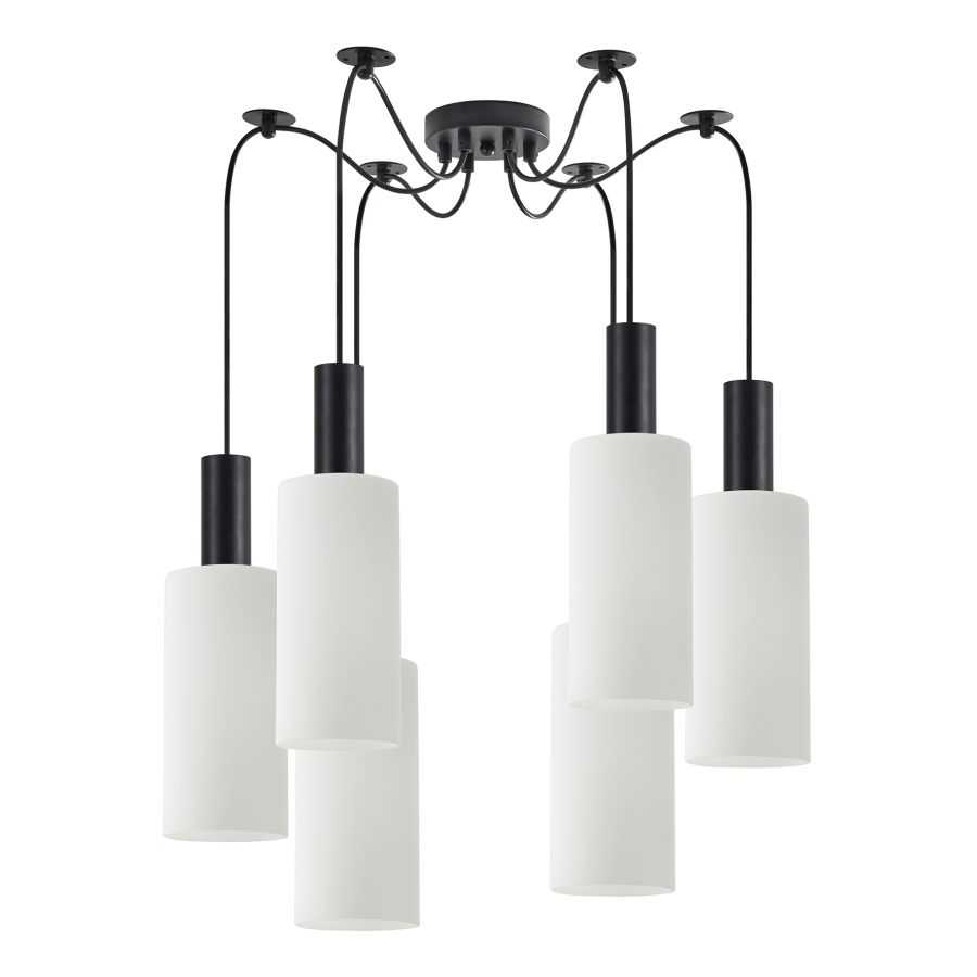 SE21-BL-4-BL6-GL3 ADEPT TUBE Black Pendant White Glass+ HOMELIGHTING 77-8562
