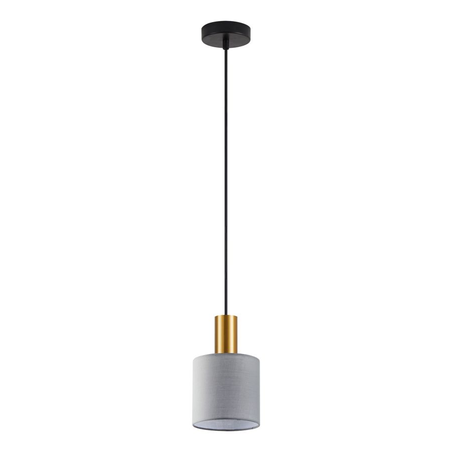 SE21-GM-4-SH2 ADEPT TUBE Gold Matt Pendant Grey Fabric Shade+ HOMELIGHTING 77-8603