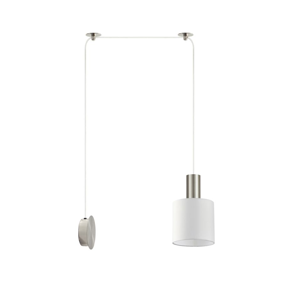 SE21-NM-4-NM1W-SH1 ADEPT TUBE Nickel Matt Wall Lamp White Fabric Shade+ HOMELIGHTING 77-8796