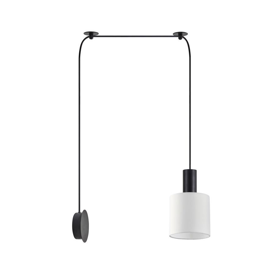 SE21-BL-4-NM1W-SH1 ADEPT TUBE Black Matt Wall Lamp White Fabric Shade+ HOMELIGHTING 77-8810