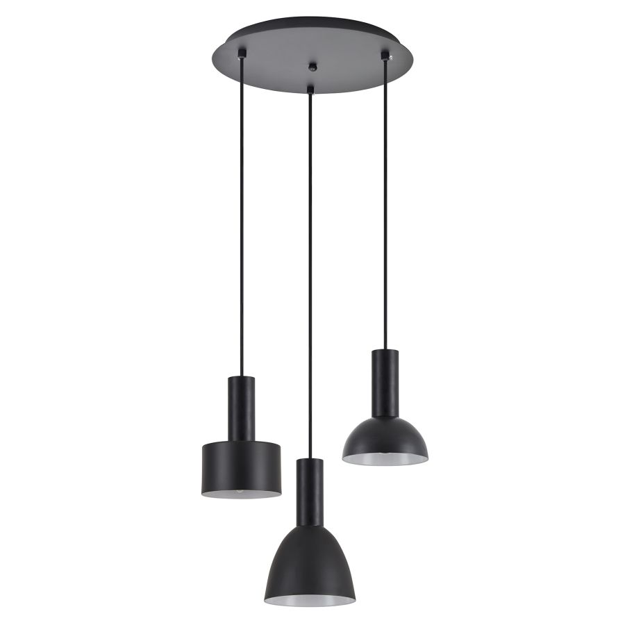 SE21-BL-4-3BL-MS123 ADEPT FLEX Black Pendant Black Metal Shade+ HOMELIGHTING 77-8910