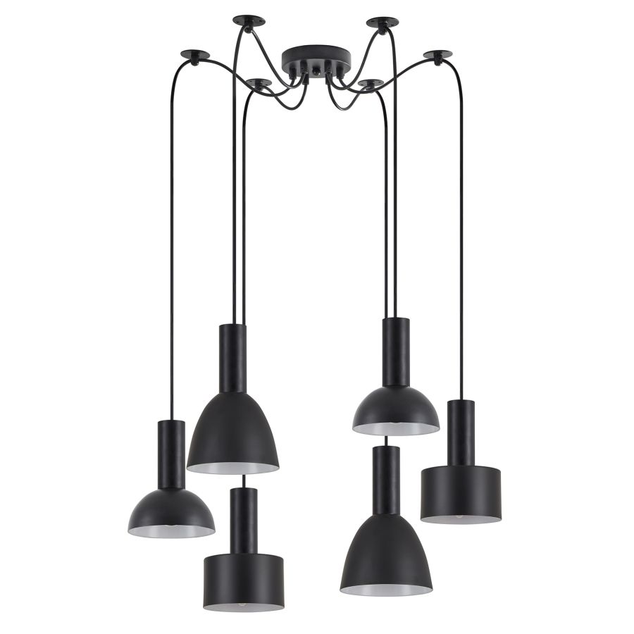 SE21-BL-4-BL6-MS12 ADEPT FLEX Black Pendant Black Metal Shade+ HOMELIGHTING 77-8913