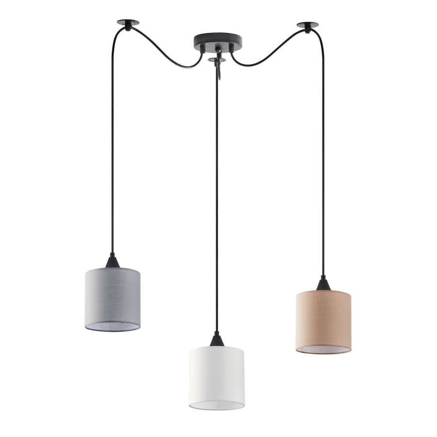 SE21-BL-B10-BL3-SH12 ADEPT FLEX White, Grey, Brown Fabric Shade Pendant+ HOMELIGHTING 77-8964