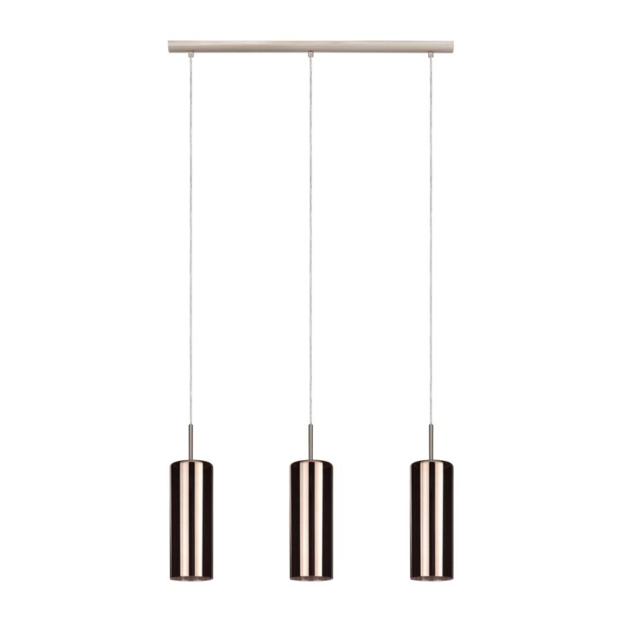 Κρεμαστό Φωτιστικό Ράγα L71xH110cm Τρίφωτο 3xE27 Νίκελ Σατινέ-Γυαλί Χρώμα Χαλκού Eglo Selvino 98699