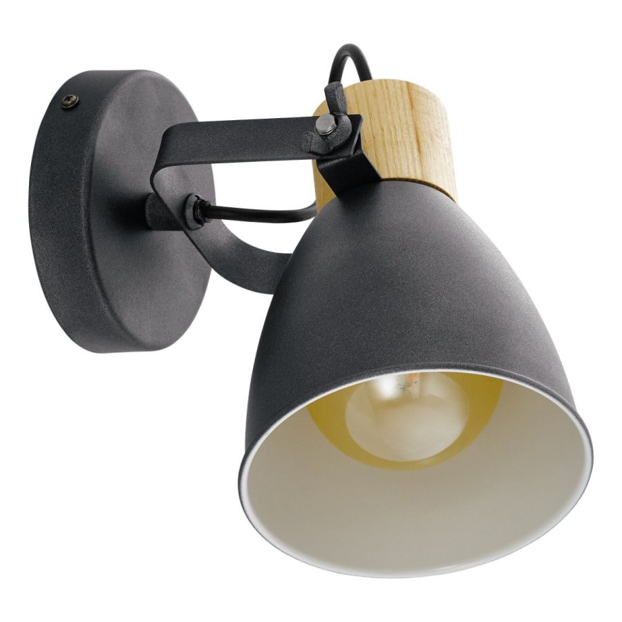 Σποτ Μονόφωτο 140xH200mm 1xE27 Μέταλλο Ανθρακί -Ξύλο Eglo Coswarth 99074