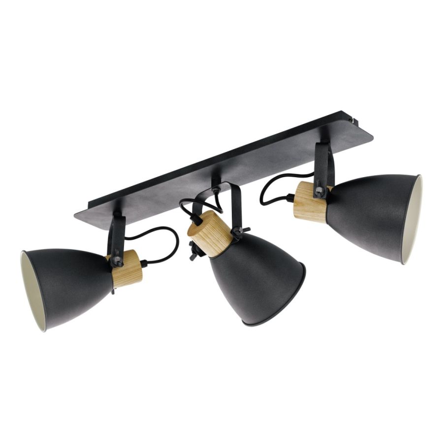 Σποτ Τρίφωτο 670xH240mm 3xE27 Μέταλλο Ανθρακί -Ξύλο Eglo Coswarth 99076