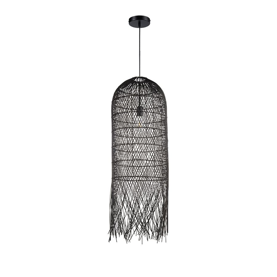 Φωτιστικό Κρεμαστό Μονόφωτο Ø33xH61cm 1xE27 Ράταν Μαύρο Sun Light VENTO-30-B