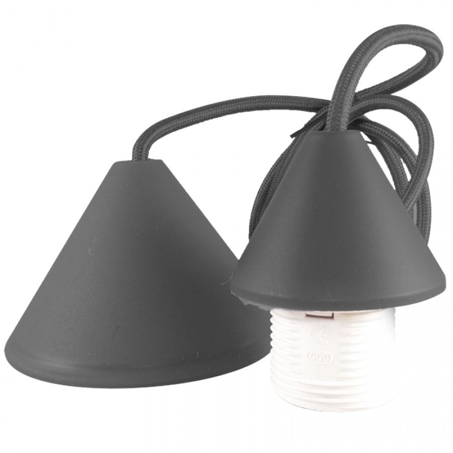 Ανάρτηση Μαύρη Σετ PVC Ροζέτα με Καλώδιο 1mt 2*0.75 mm & Ντουί Ε27 Enjoy EL329202