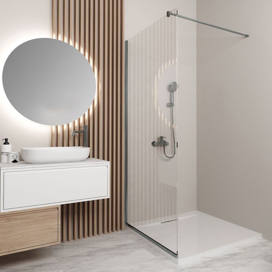 Orabella Serena Gun metal H185 80 cm - Καμπίνα ελεύθερης τοποθέτησης με βραχίονα στήριξης τοίχου 30791