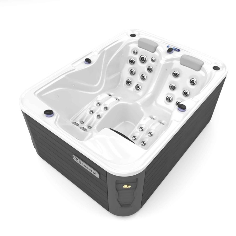 Μπανιέρα Υδρομασάζ 3 Ατόμων Ακρυλική 200x150cm Ελ.Τοποθέτησης Εξ.Χώρου, Ηχοσύστημα, Χρωμοθεραπεία Led Sanacryl Sardis 0033