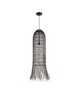 Φωτιστικό Κρεμαστό Μονόφωτο Ø27xH77cm 1xE27 Ράταν Μαύρο Sun Light VENTO-27-B