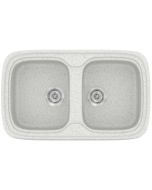 Νεροχύτης Κουζίνας Συνθετικός 82x50 εκ.2 Γούρνες Granite White Ένθετος Eρμάριο 80 εκ.Sanitec Premium 312-01