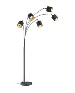 Φωτιστικό Επιδαπέδιο Ύψος 200εκ. Πεντάφωτο Μαύρο / Αμπαζούρ Υφασμάτινο Μαύρο Trio Tommy R46330579