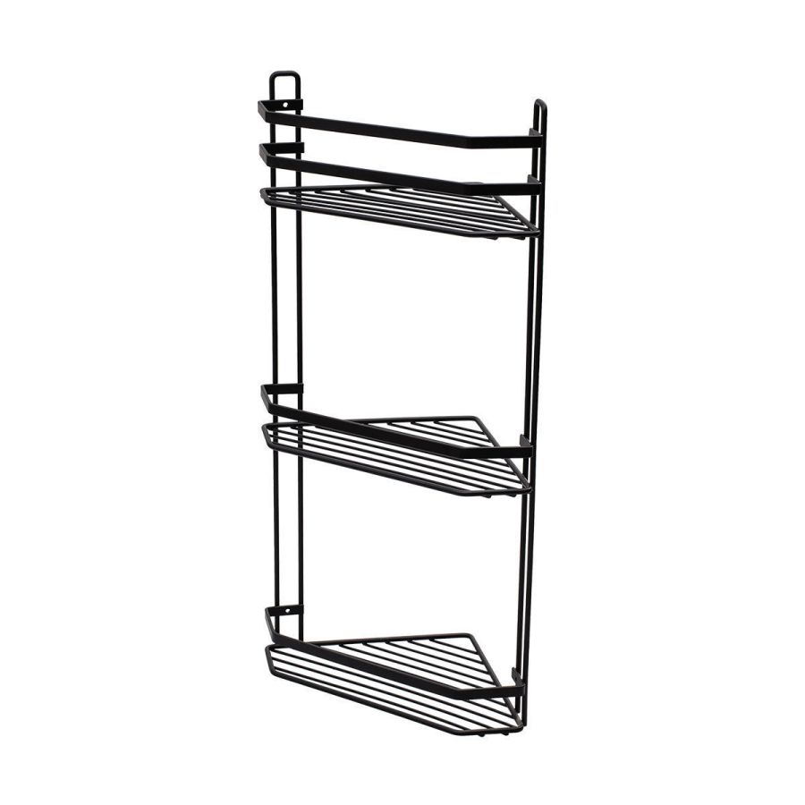 Εταζέρα 3 Θέσεων 34*27 εκ. Γωνιακή Μέταλλο Μαύρο Ματ Ecocasa Elegant 02-6488