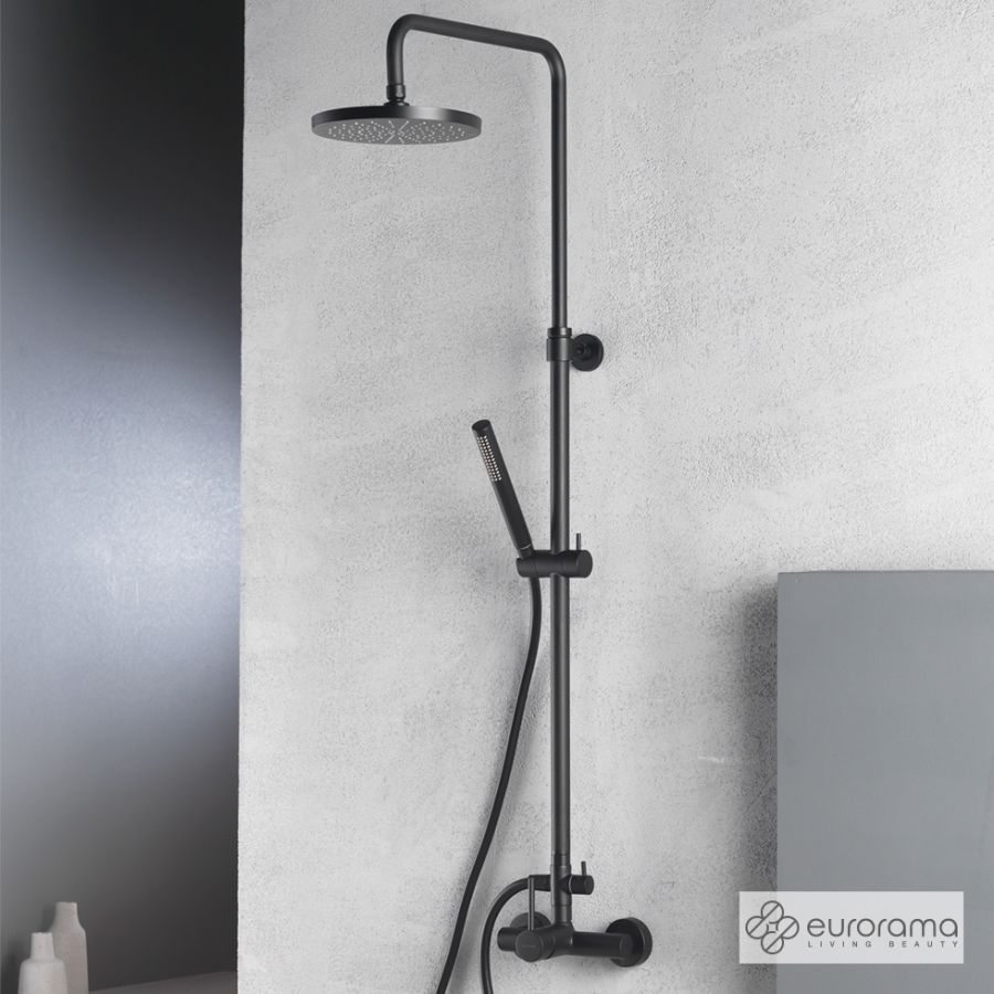 Μπαταρία Ντουζιέρας με Κεφαλή και Κολώνα ρυθμιζόμενου ύψους Tonda Black Matt 145065-400