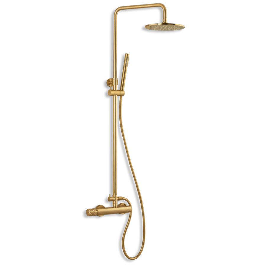 Μπαταρία Ντουζιέρας με Κεφαλή και Κολώνα ρυθμιζόμενου ύψους Eletta Chester Brushed Gold 168065-201