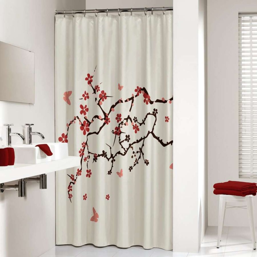 Blossom 180x200 red κουρτίνα μπάνιου υφασμάτινη Sealskin 233451359