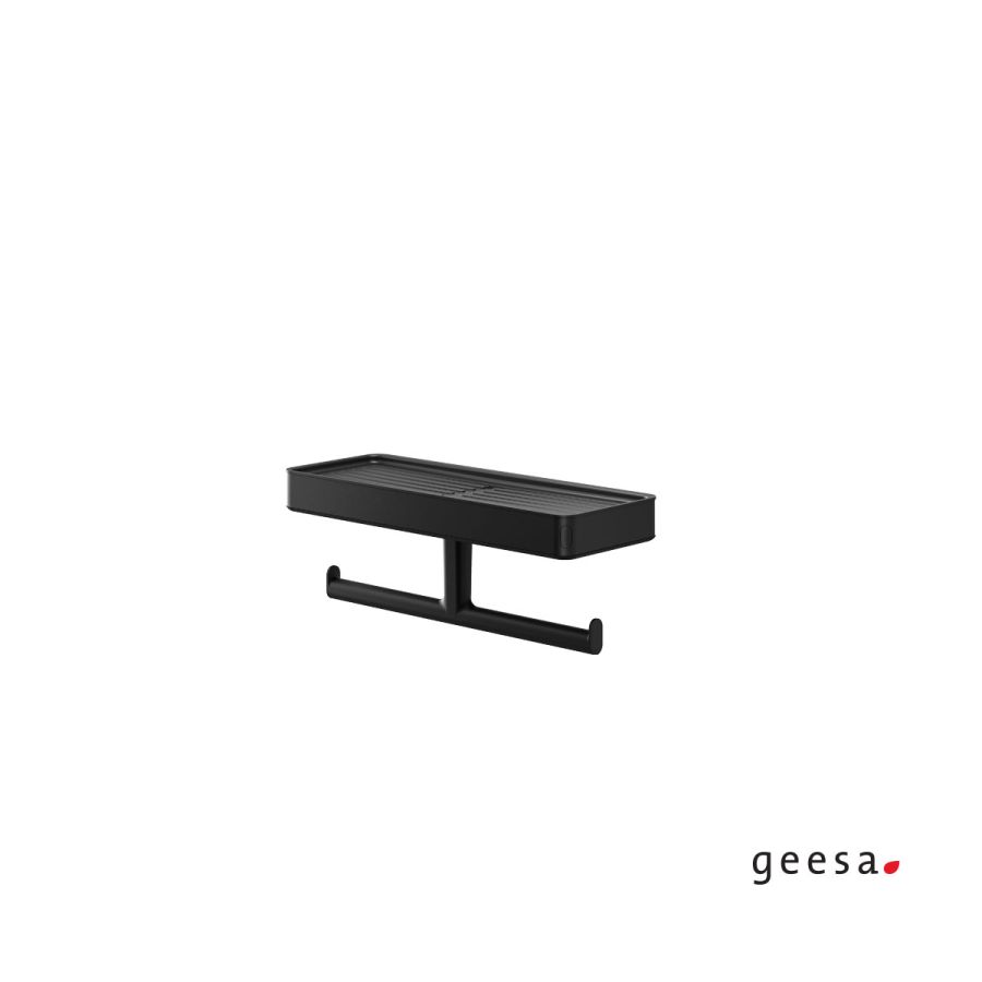Χαρτοθήκη Διπλή με Εταζέρα Tiger Geesa Black Matt 800240-400