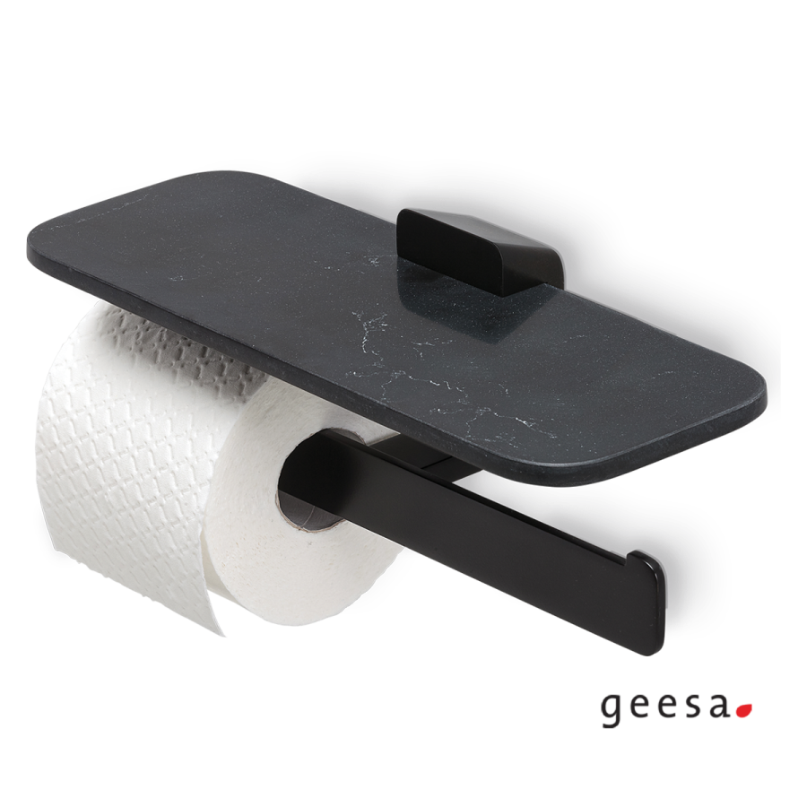 Χαρτοθήκη Διπλή με Εταζέρα Shift Geesa Black Matt 9948-400