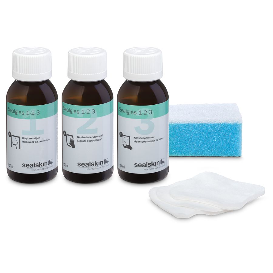 Σετ 3 Υγρών x100ml για Προστασία από τα άλατα Γυάλινες Επιφάνειες Μπανιέρας-Ντουζιέρας Sealskin Seaglass 1-2-3 369000200