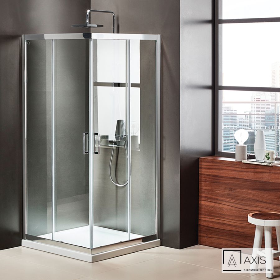 Καμπίνα ντουζιέρας Γωνιακής Εισόδου Corner Entry 100x80 (97-99 x 77-79 εκ.), Axis Clean Glass Chrome CX10080C-100
