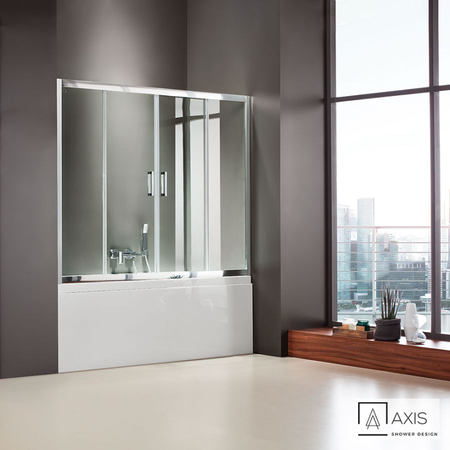 Συρόμενη διπλή πόρτα καμπίνας μπανιέρας AXIS 170 ύψους 140εκ. ρυθμιζόμενη από 167 έως 171εκ. Clear Chrome SLB2X170T-100