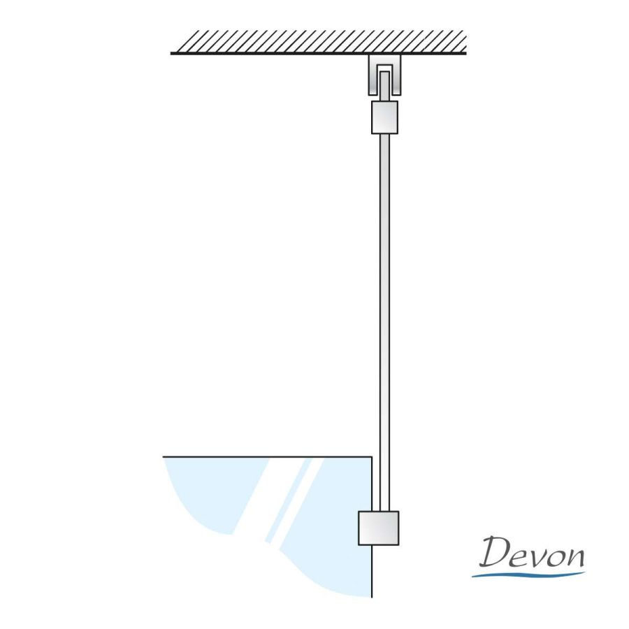 Βραχίονας Οροφής 100εκ. για στήριξη διαχωριστικού ντουζιέρας IWIS, Devon White Matt VSA-300