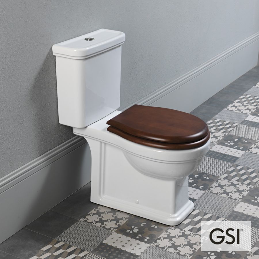 Λεκάνη Χαμηλής Πίεσης Πισωστόμια CLASSIC με Απλό κάλυμμα MS87 Ξύλο, GSI White 871700W-300