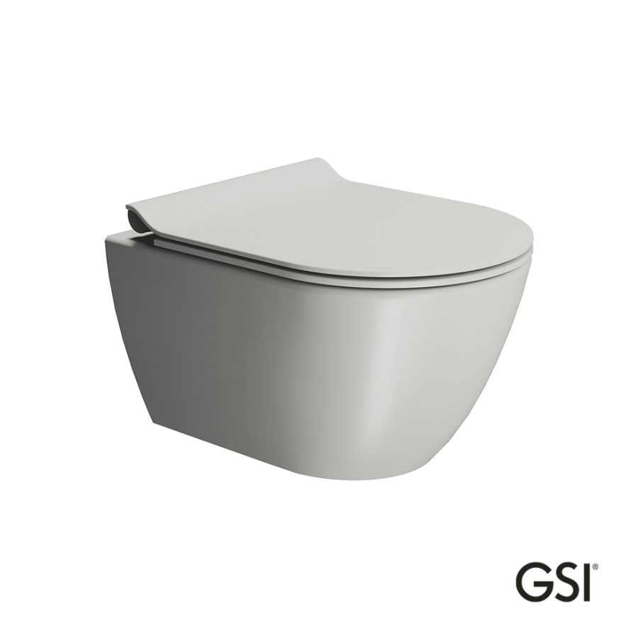 Λεκάνη Κρεμαστή Pura/50 Swirlflush με κάλυμμα MS86SC Super Slim Soft Close, GSI Cenere 881600SC-450