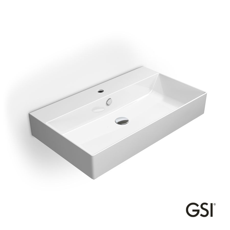 Νιπτήρας Πορσελάνης Kube-X 80x47 (1 οπή+2 προχ.) GSI White 9422-300