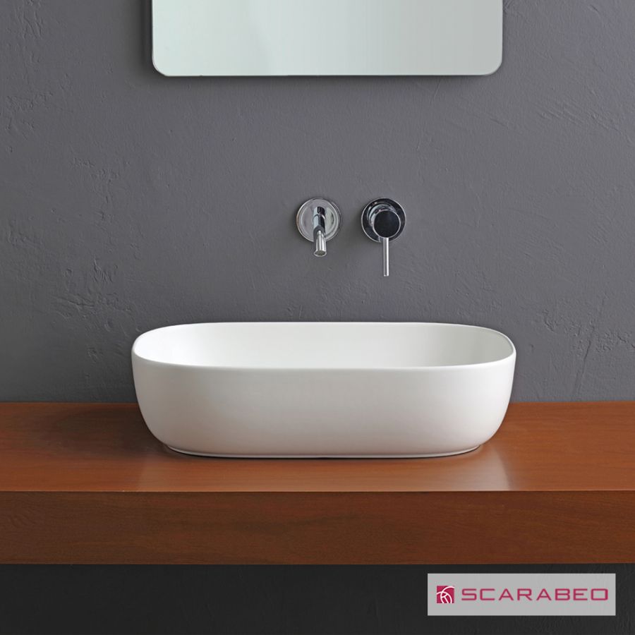 Νιπτήρας Πορσελάνης Glam 56x39 Scarabeo Pearl (White Matt) 1804-301