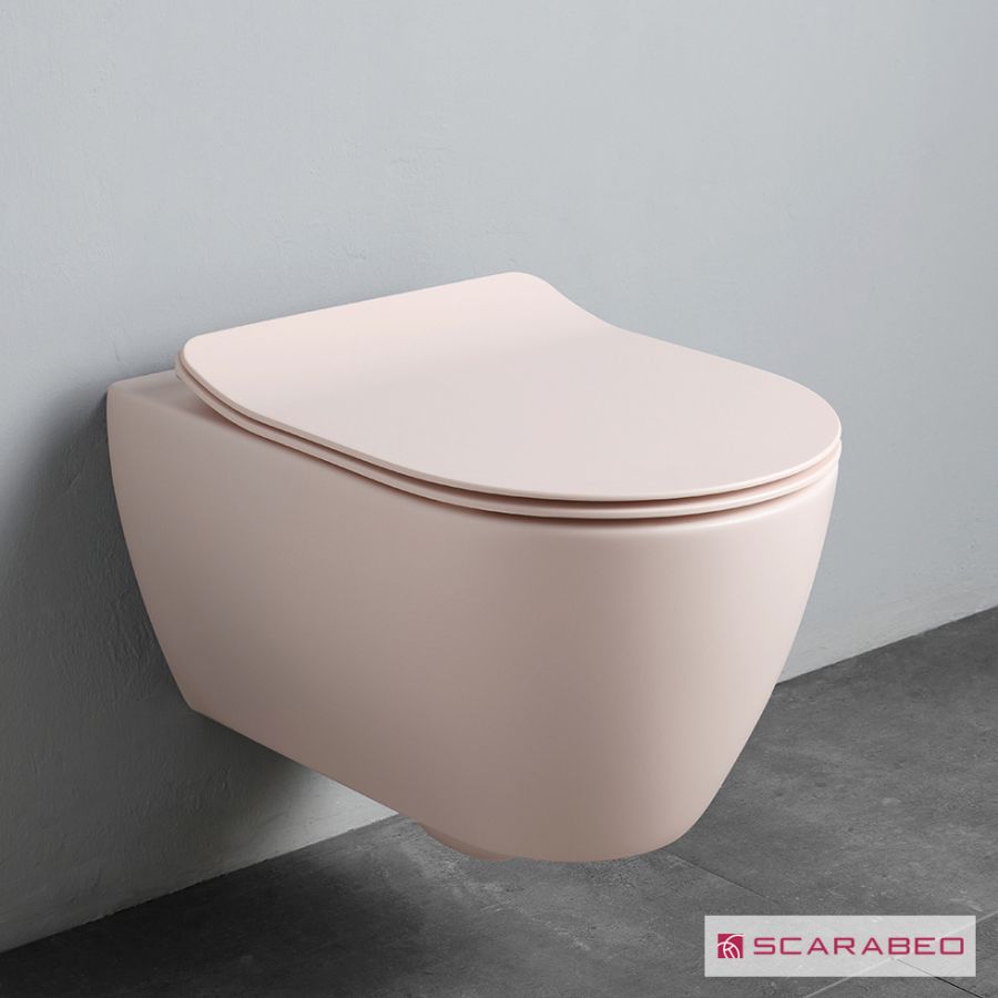 Λεκάνη Κρεμαστή MOON/50,5 Clean-Flush με κάλυμμα Slim Soft Close, Scarabeo Antique pink (rosa) 552000SC-810