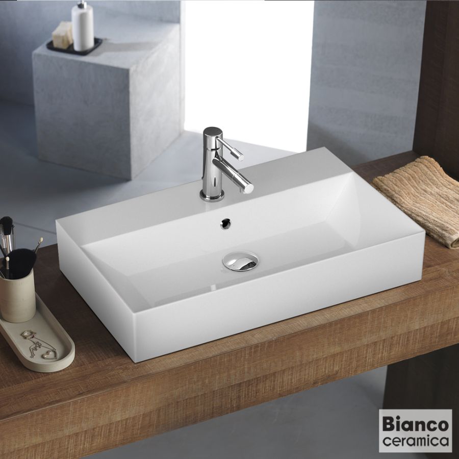 Νιπτήρας Πορσελάνης Tetra n 70x42 (1 οπή) Bianco Ceramica White 32070-300
