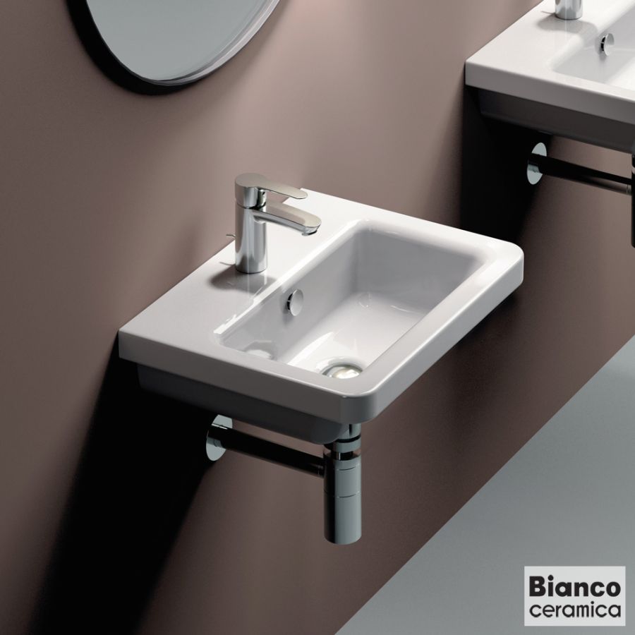 Νιπτήρας Πορσελάνης City 50x40 (1 οπή) Bianco Ceramica White MCITY83-300