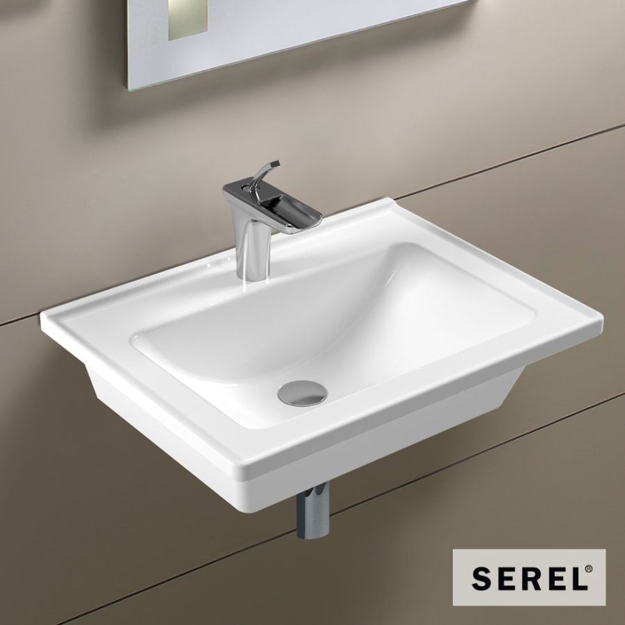 Νιπτήρας Πορσελάνης Slim 60x46 (1 οπή) SEREL White 3001-300