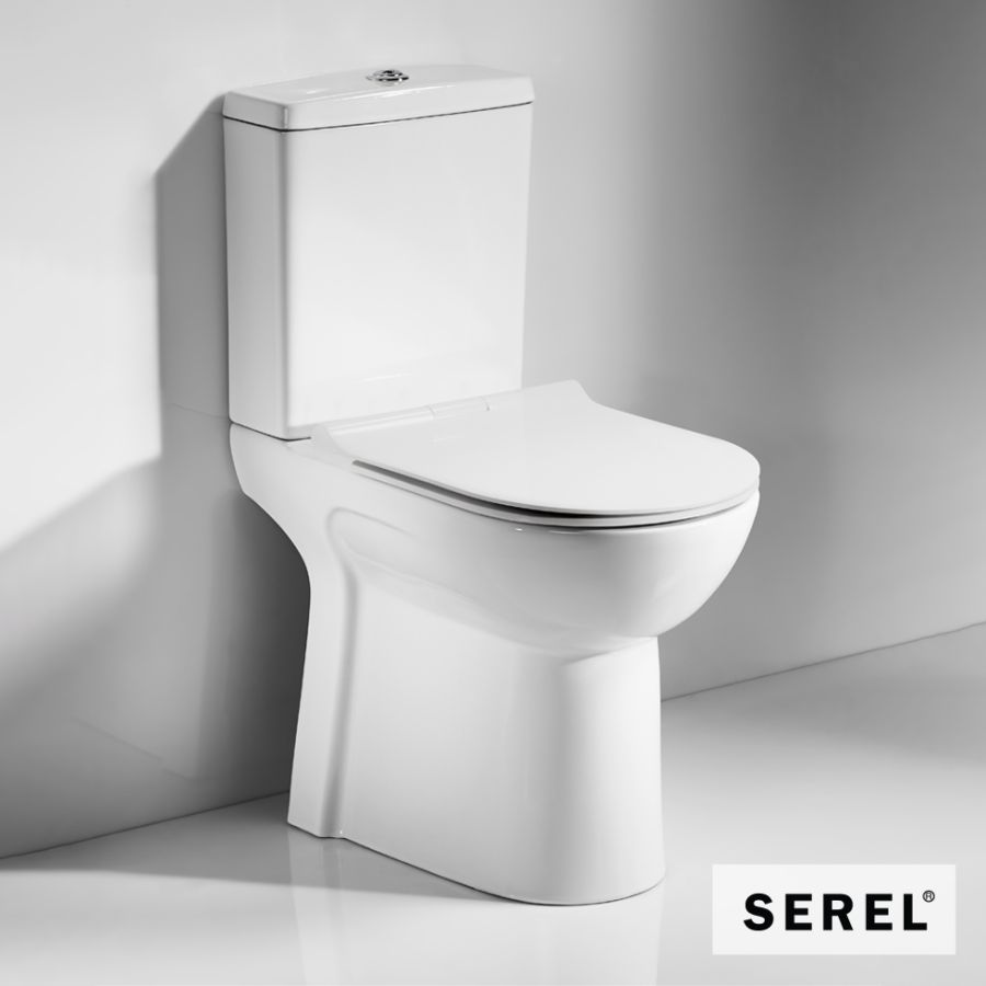 Λεκάνη Χαμηλής Πίεσης Πισωστόμια ΑΜΕΑ - SENIOR με κάλυμμα Slim Soft Close 9001SC, Serel White 674500SC-300