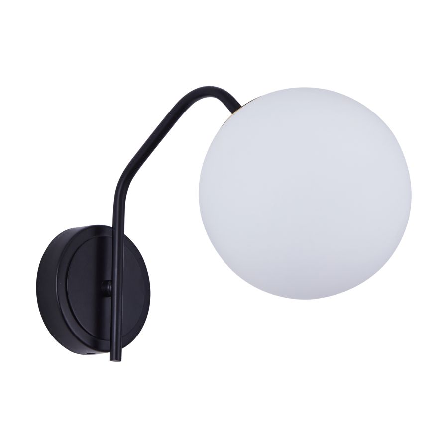 SE21-BL-25 FLAKE BLACK WALL LAMP OPAL GLASS Β1 HOMELIGHTING 77-8289