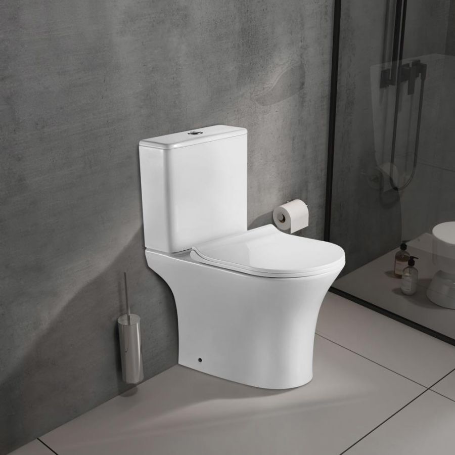 Λεκάνη Επιδαπέδια Σετ Χ.Π Πισωστόμια Κάλυμμα Slim-Soft Close-Αποσπώμενο Προβολή 65 cm Ceramita Viral Rimless