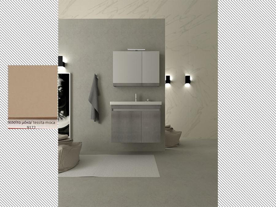 Σετ Έπιπλο Μπάνιου Βάση Π80xΥ60xΒ43cm MDF Λάκα Tessita,Νιπτήρας-Καθρέπτης-Φωτιστικό Savvopoulos Luxury City-XL-003-80-9172