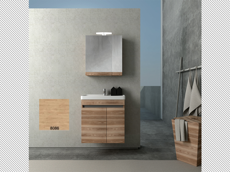 Σετ Έπιπλο Μπάνιου Βάση Π60xΥ60xΒ38 εκ.MDF Μελαμίνη Light Hickory,Νιπτήρας-Καθρέπτης-Φωτιστικό Savvopoulos Luxury City 001