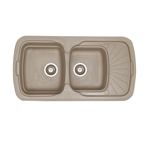 Νεροχύτης Κουζίνας Συνθετικός 96*51 εκ. Ένθετος σε ερμάριο 80 εκ. Δύο γούρνες & Ποδιά Sanitec Classic 304