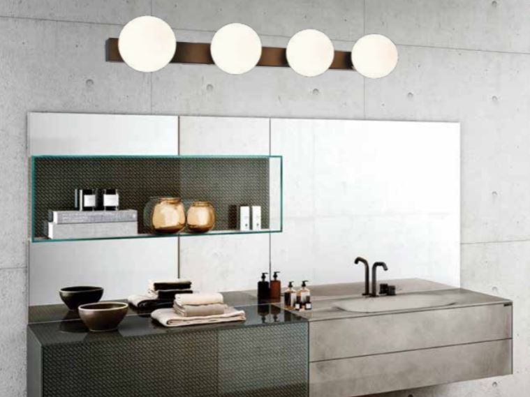 InLight Επιτοίχιο φωτιστικό από μαύρο μέταλλο και λευκή οπαλίνα 4XG9 D:61cm 43422-4