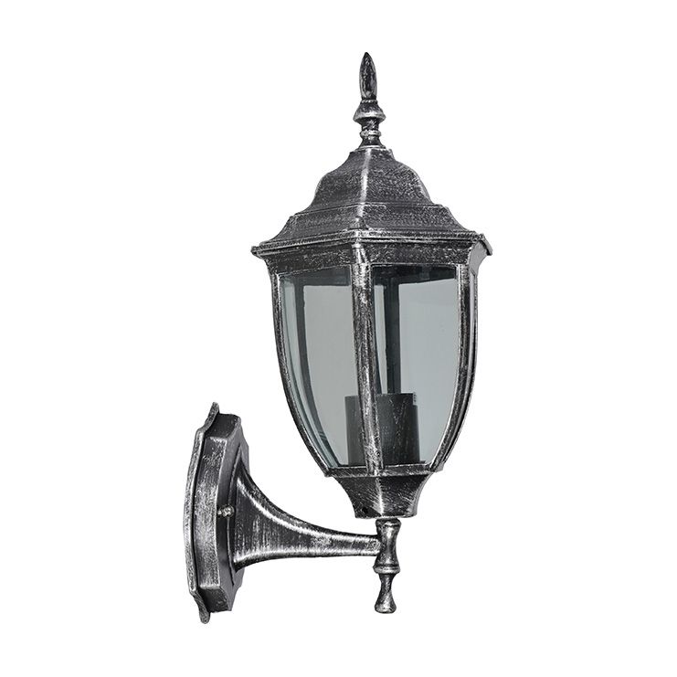 Απλίκα Επίτοιχη Πάνω Εξ.Χώρου 17x21xH40cm IP44 1xE27 Κράμα Αλουμινίου Ασημί Πατίνα Sun Light 1015B-UP-W